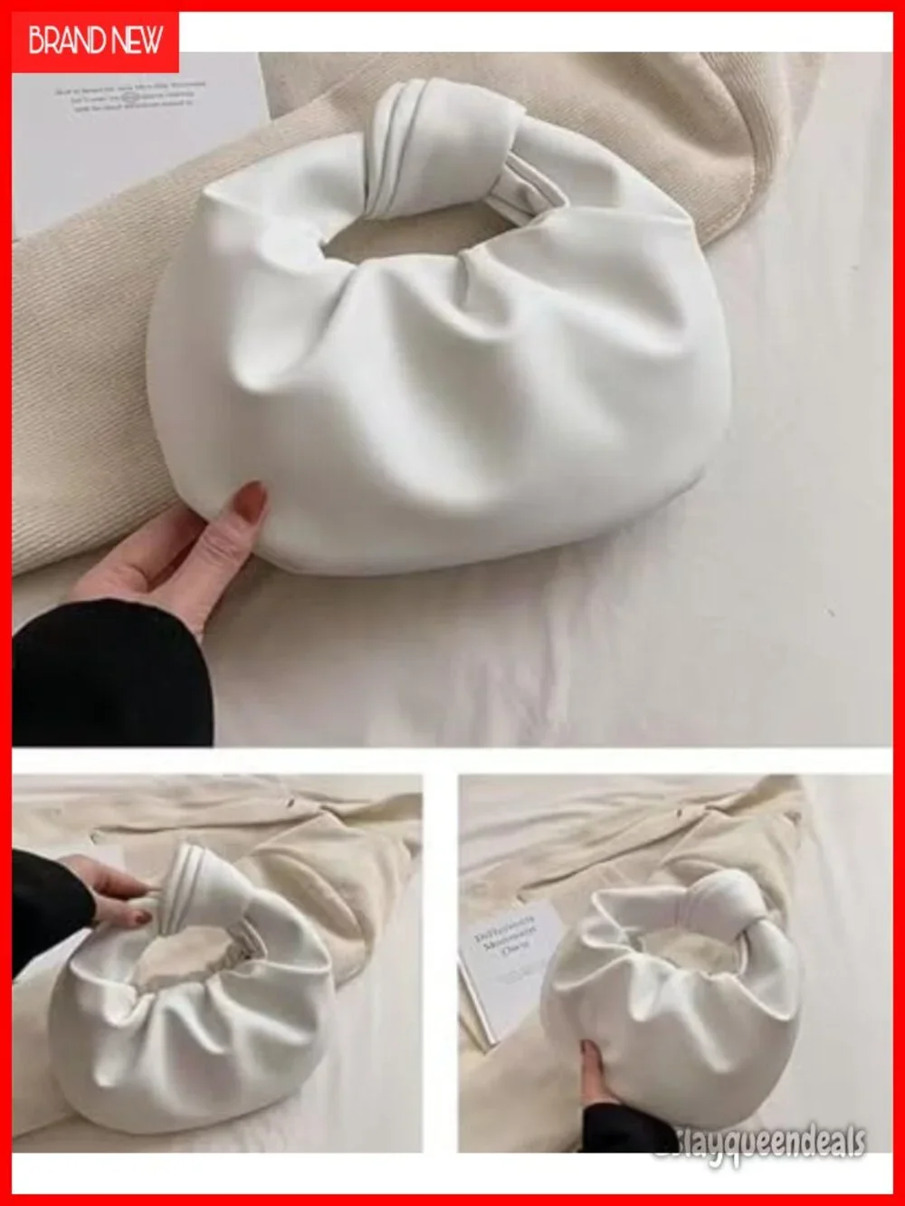 Ruched Clutch Purse for Women Faux Leather Hobo Handbag Wedding Guest Bag Party